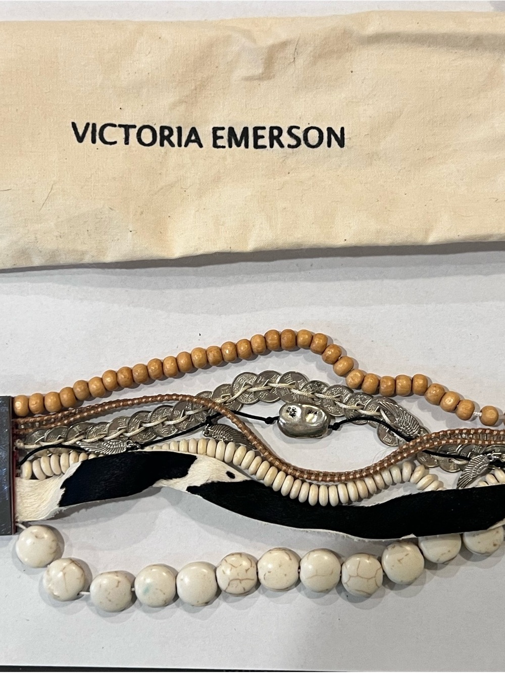 Victoria Emerson Black, Cream and Brown Multi-Strand Boho Bracelet